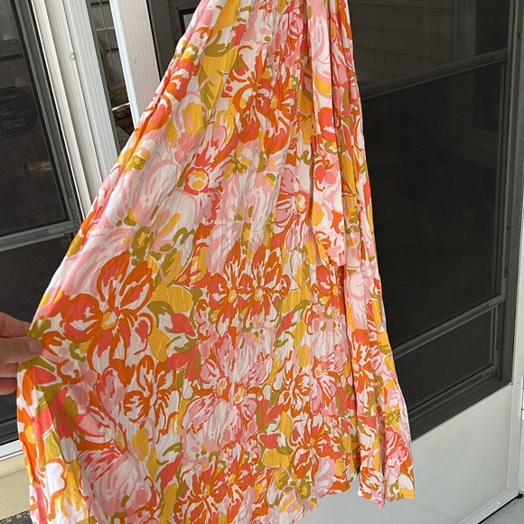Abel The Label Anthropologie Small Back Tie Summer Dress Orange Pink Yellow. - Picture 6 of 7